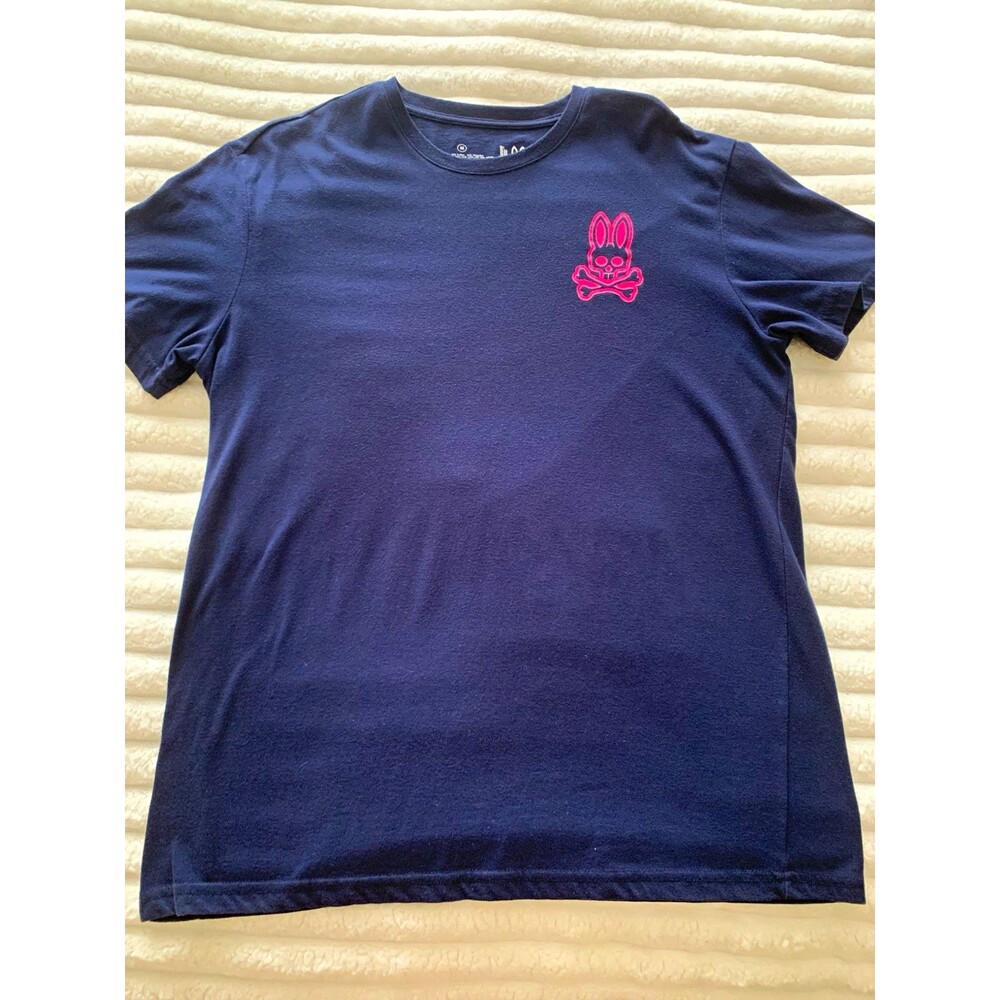 Psycho Bunny Navy [M] Men's Solid Crew Neck Short Sleeve Logo T-Shirt